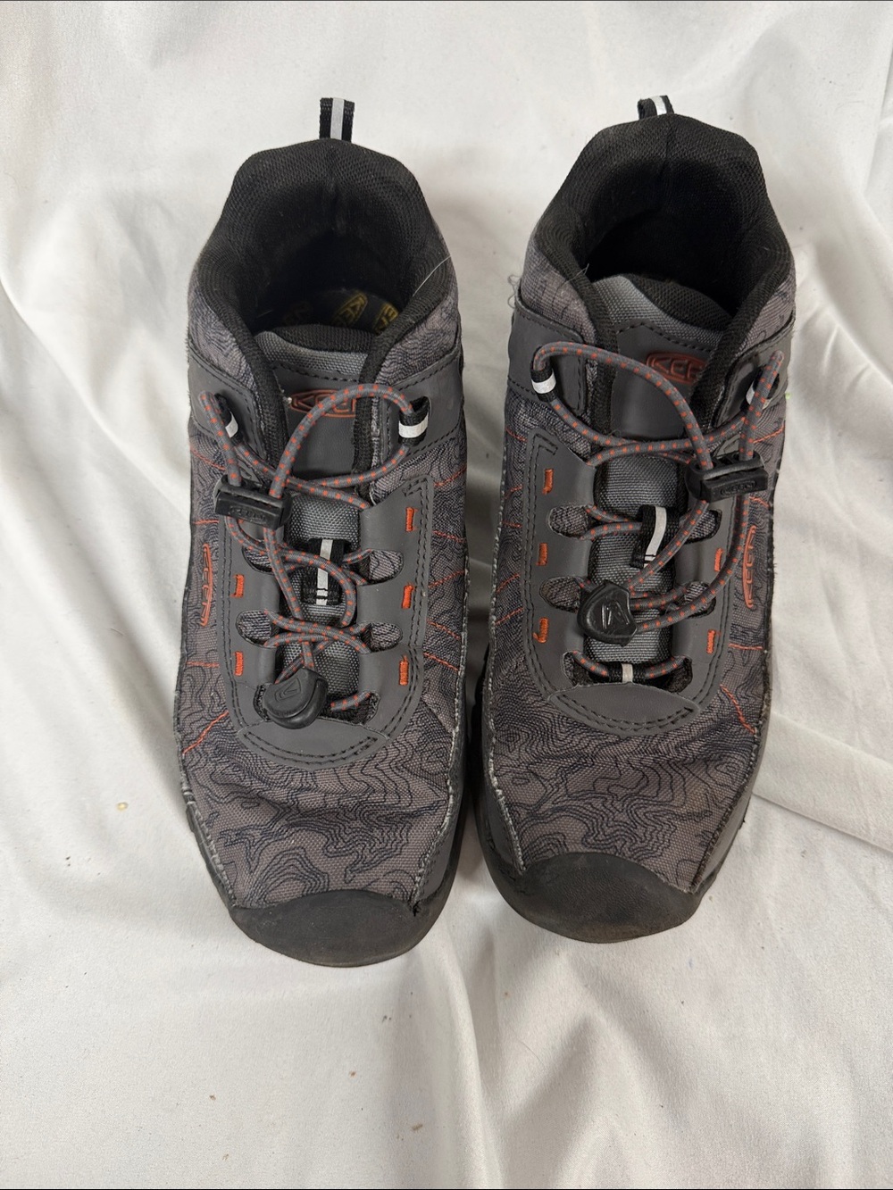 Keen Kids Dark Gray Sneakers with Orange Accents